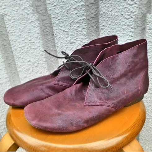 【KOBE DADA CAM-26 ボルドー】ユーズド風本革デザートブーツ